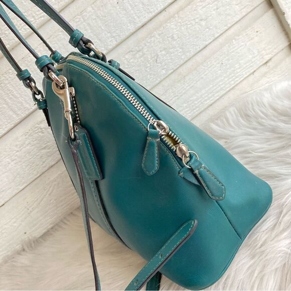 COACH Teal Blue Green Peyton Dome Satchel Tote Shoulder Bag 25671 - Picture 3 of 13